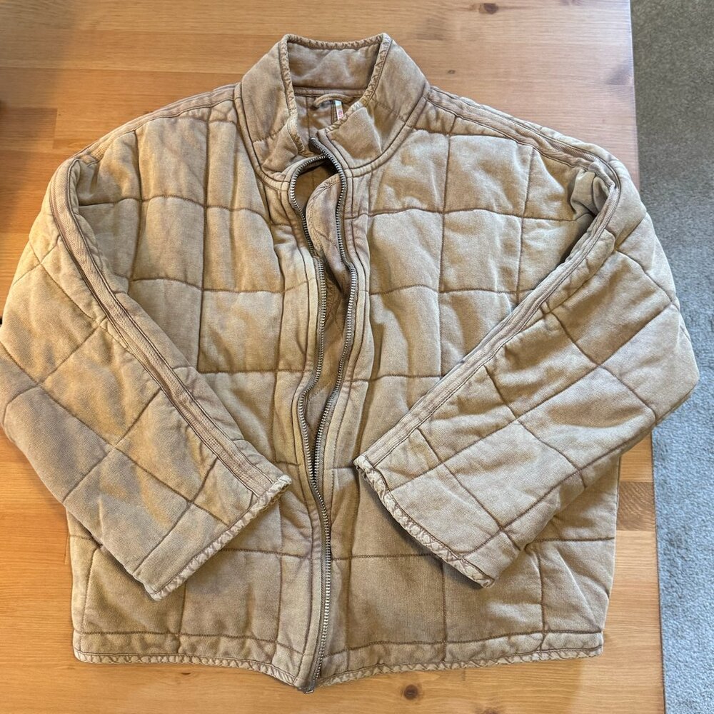 Free People Quilted Knit Jacket - Medium Brown